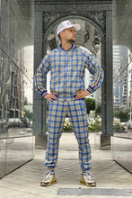 Load image into Gallery viewer, Yellow-Blue Checkered Colin Farrell Coach Tracksuit