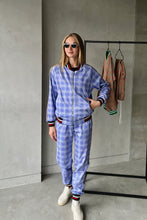 Load image into Gallery viewer, Violet and blue checkered women's tracksuit
