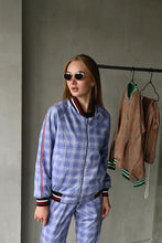 Load image into Gallery viewer, Violet and blue checkered women's tracksuit