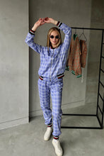 Load image into Gallery viewer, Violet and blue checkered women's tracksuit