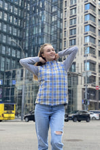 Load image into Gallery viewer, Vest demi-season, unisex, plaid Yellow-Blue