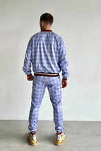 Load image into Gallery viewer, Violet and blue checkered men’s tracksuit
