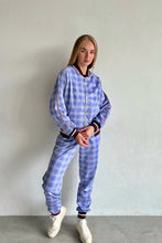 Load image into Gallery viewer, Violet and blue checkered women's tracksuit