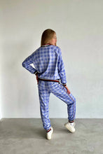 Load image into Gallery viewer, Violet and blue checkered women's tracksuit