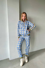 Load image into Gallery viewer, Women's Yellow-Blue Checkered Colin Farrell Coach Tracksuit