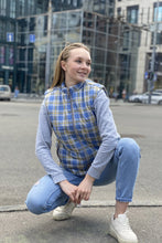 Load image into Gallery viewer, Vest demi-season, unisex, plaid Yellow-Blue