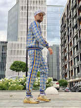 Load image into Gallery viewer, Yellow-Blue Checkered Colin Farrell Coach Tracksuit