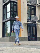 Load image into Gallery viewer, Yellow-Blue Checkered Colin Farrell Coach Tracksuit