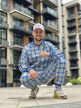 Load image into Gallery viewer, Yellow-Blue Checkered Colin Farrell Coach Tracksuit