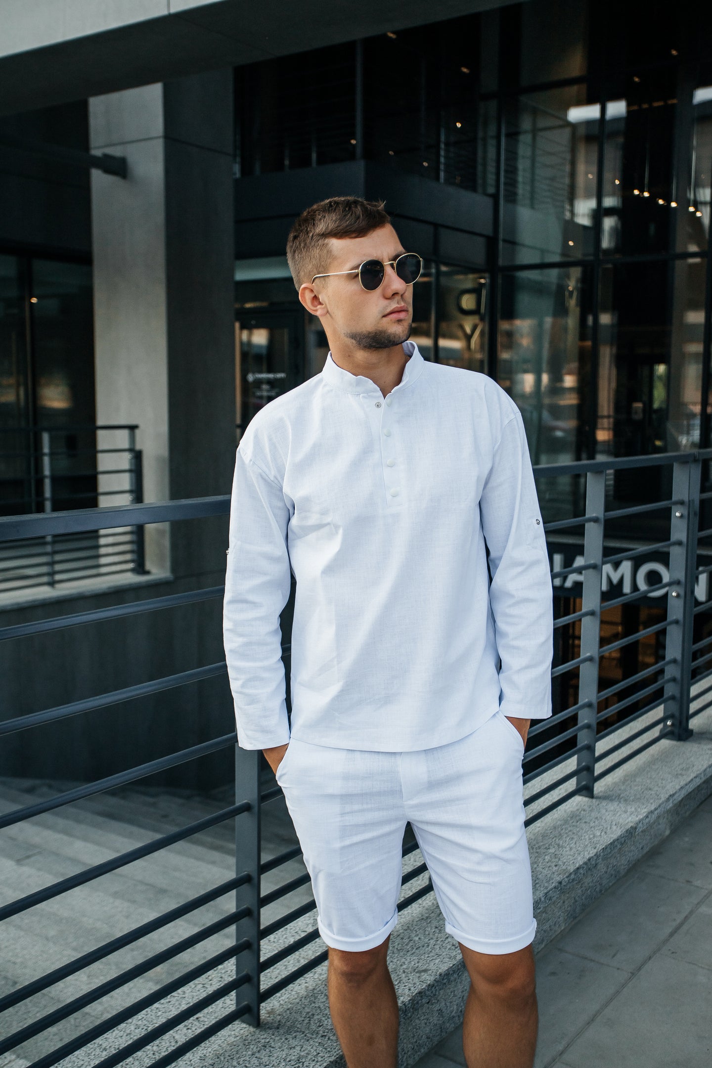 Men's Linen Summer Set in White