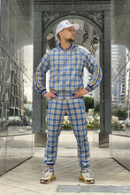 Load image into Gallery viewer, Yellow-Blue Checkered Colin Farrell Coach Tracksuit
