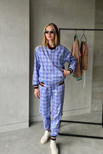 Load image into Gallery viewer, Violet and blue checkered women&#39;s tracksuit
