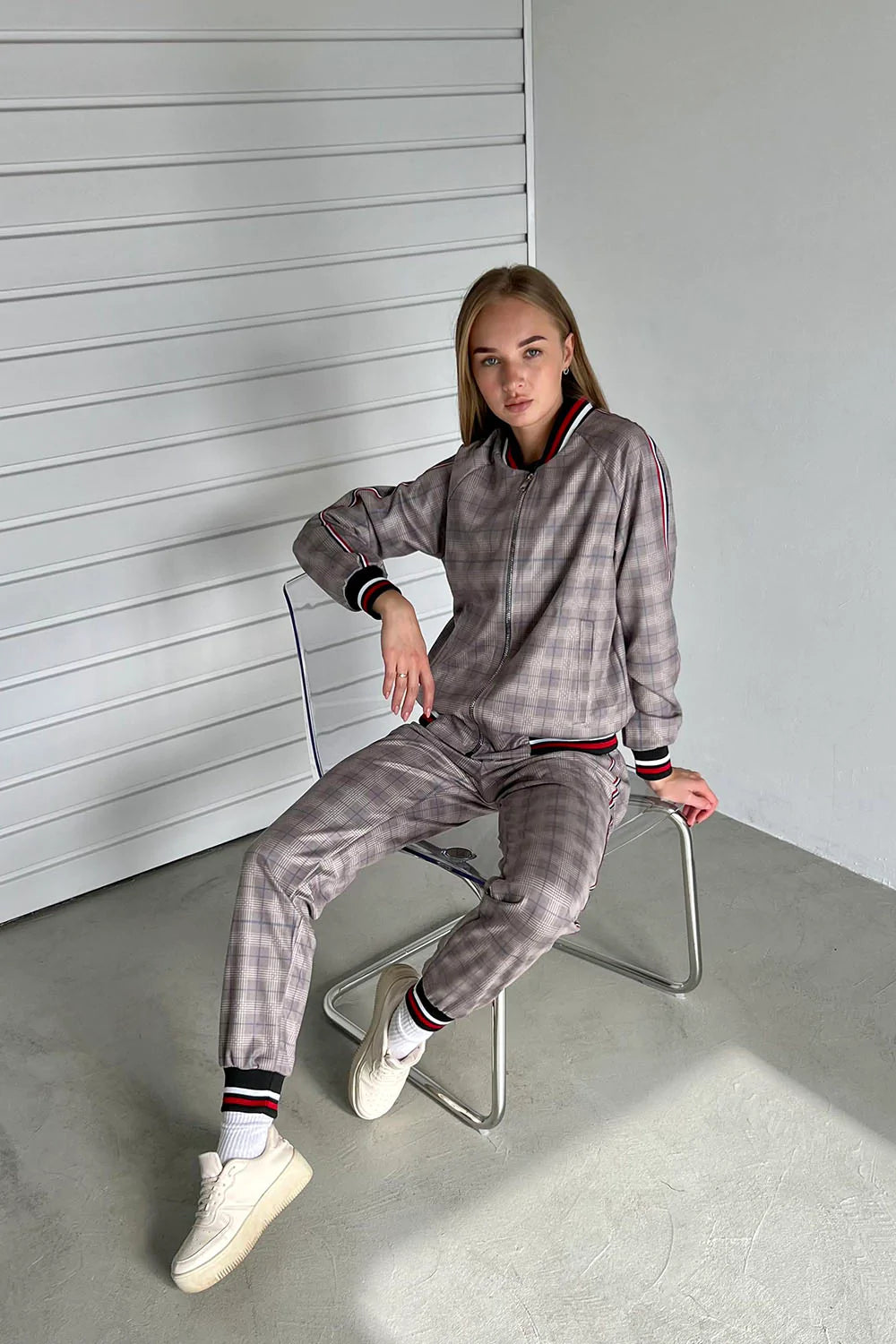 Women's Brown Checkered Colin Farrell Coach Tracksuit