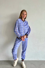 Load image into Gallery viewer, Violet and blue checkered women&#39;s tracksuit
