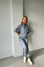 Load image into Gallery viewer, Women&#39;s Yellow-Blue Checkered Colin Farrell Coach Tracksuit
