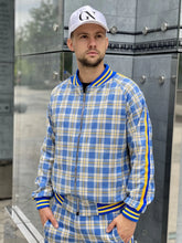 Load image into Gallery viewer, Yellow-Blue Checkered Colin Farrell Coach Tracksuit
